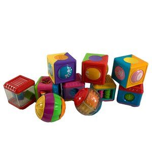 Mixed Lot of 8 Blocks Fisher Price Playskool Peek A Block Sensory Roller Blocks